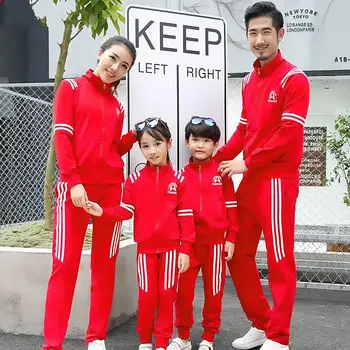 

Sports Family Clothing Set Mother Daughter Matching Suits Parent-child Tracksuit Kids Dad Mom Coat Pants Suits Wear Outfits