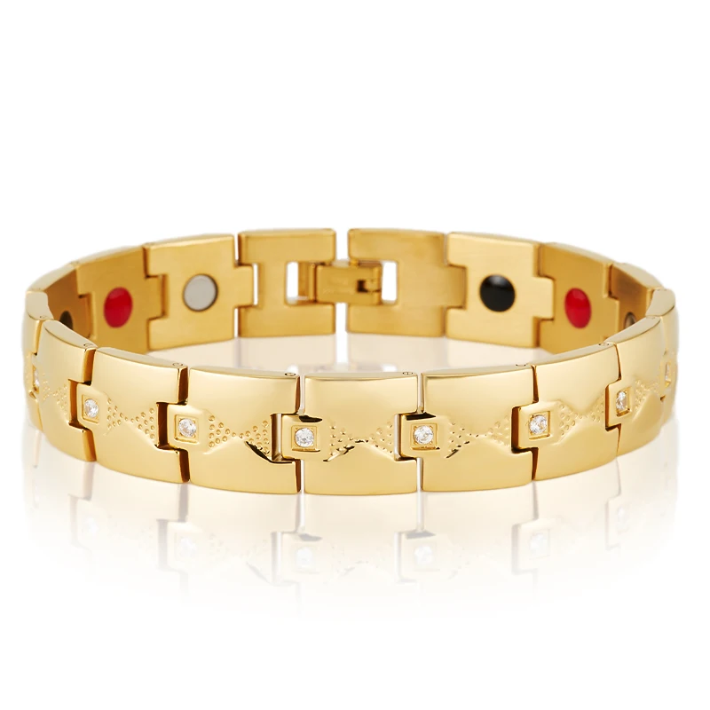 Bracciale Magnetico Terapeutico Stile Torque, Acciaio Inox 316L, Regolabile Da 16 A 19 Cm, Colore Oro/argento, Con Confezione Regalo
