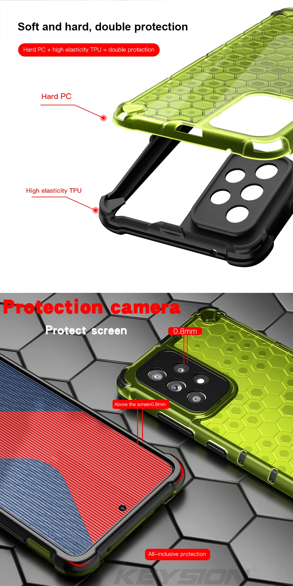 KEYSION Shockproof Case for Samsung A52 5G A72 A42 A32 A12 A02S A22 A82 A51 A71 Honeycomb Phone Cover for Galaxy M12 M52 5G F52