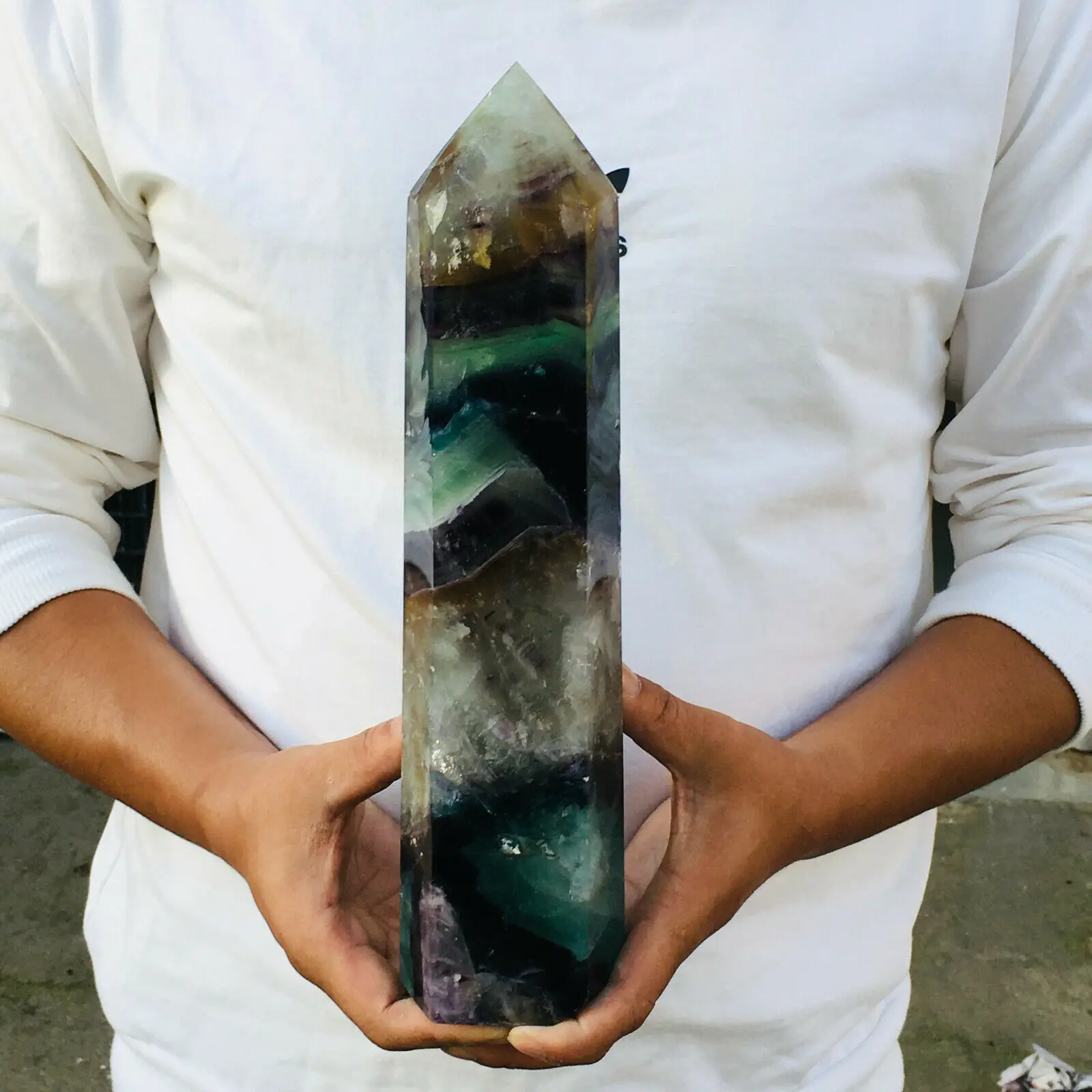 Natural Fluorite Obelisk Quartz Crystal Healing Reiki Wand Tower Point 2