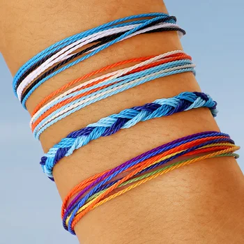 

4Pcs/set Bohemian Colorful Retro Rope Hand Woven Bracelet Set Adjustable Women Party Wedding Jewelry Accessories