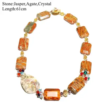 

LiiJi Unique Christmas Gift Necklace Jaspers Agates Crystal Mutil color Necklace 61cm Only 1PCS each stock Jewelry for Women