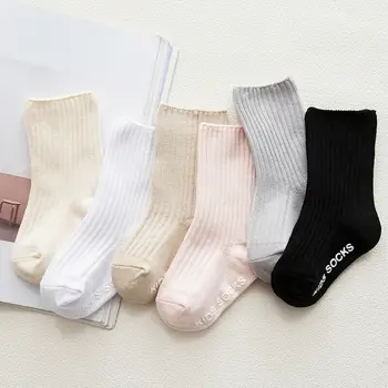 

0-4T Anti-slip Socks Children's Socks Solid Autumn Spring Boy Cotton Socks Newborn Baby Girls 1 piece Infant Socks For Girls New