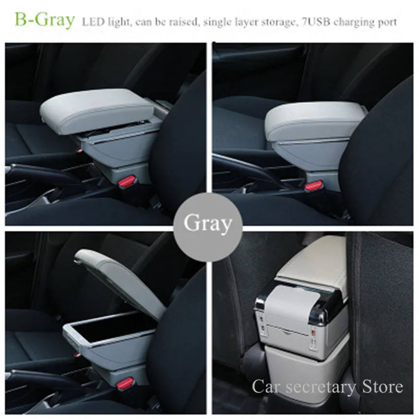 Автомобильный секретер для Suzuki Swift поручень центральная консоль ящик для хранения+ Подстаканник Пепельница+ зарядка через USB - Название цвета: B  Gray