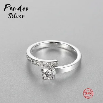 

PANDOO Fashion Charm Pure 925 Silver Original 1:1 Copy, Simple Personality Atmosphere Ring Ring Female Luxury Jewelry Gifts