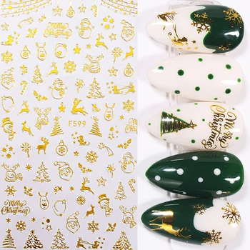 

1 Sheet 3D Nail Sticker Christmas Bronzing Nail Art Stickers Snowflake Transfer Slider Foil DIY Nail Art Decoration