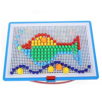

Kids Puzzle Toys Board With 296 Mushroom Pegs Model Kits Educational Building Toy for Kids Gift