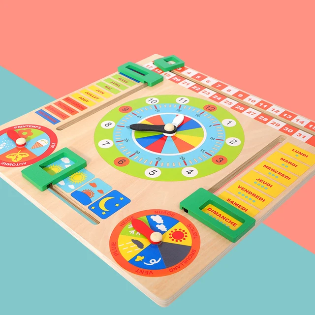 Montessori Baby Wooden Board Game Weather Season Time Cognitive Puzzles Child Early Learning Educational Figures Toys Xmas Gift 1