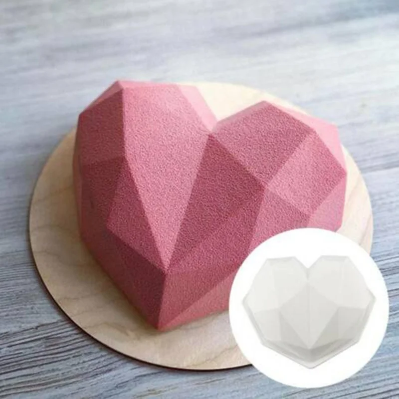 Силиконовая форма для торта Бытовая DIY алмазное пирожное в форме сердца кухонные формы для выпечки 1 шт - Цвет: A