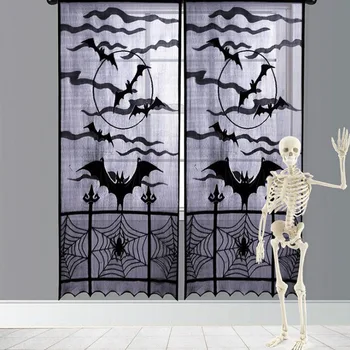 

Halloween Props Lace Spiderweb Bat Door Curtain Hanging Horror Halloween Party Favors Supplies Decorations