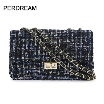 

Luxury women's bag ladies bag designer plaid woolen small fragrant diamond chain shoulder messenger handbag