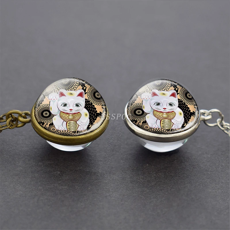 Ожерелье со стеклянным шариком Maneki Neko ожерелье шариком|Подвески| |