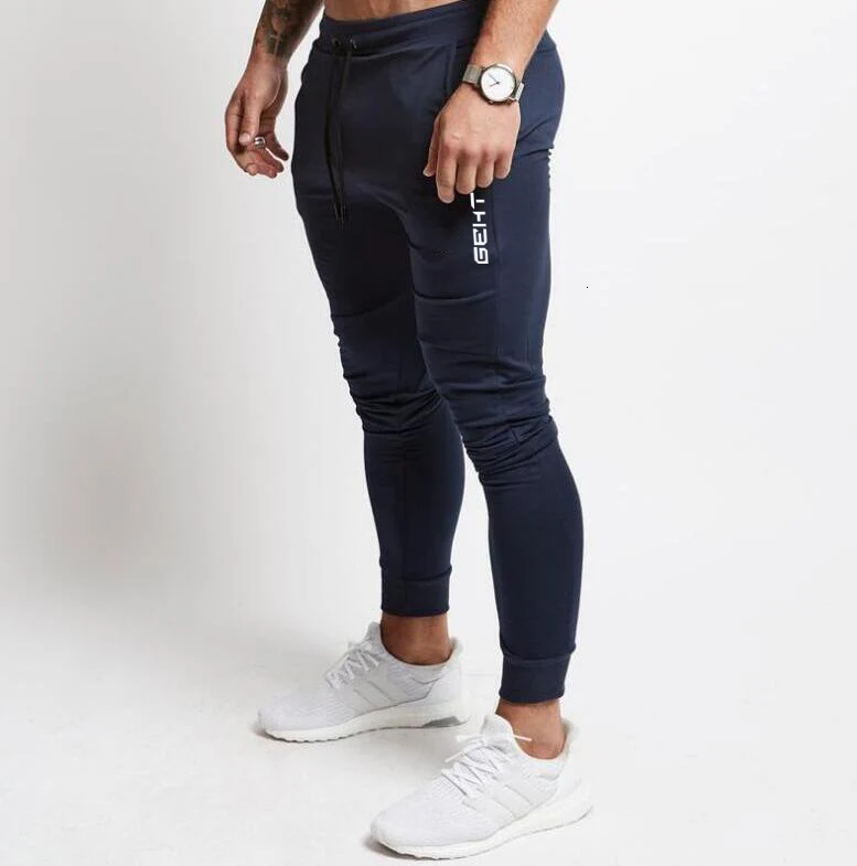 Мужские колготки, мужские спортивные штаны, спортивные штаны, брендовые штаны для бега, новые осенние мужские хлопковые брюки - Цвет: Navy blue99