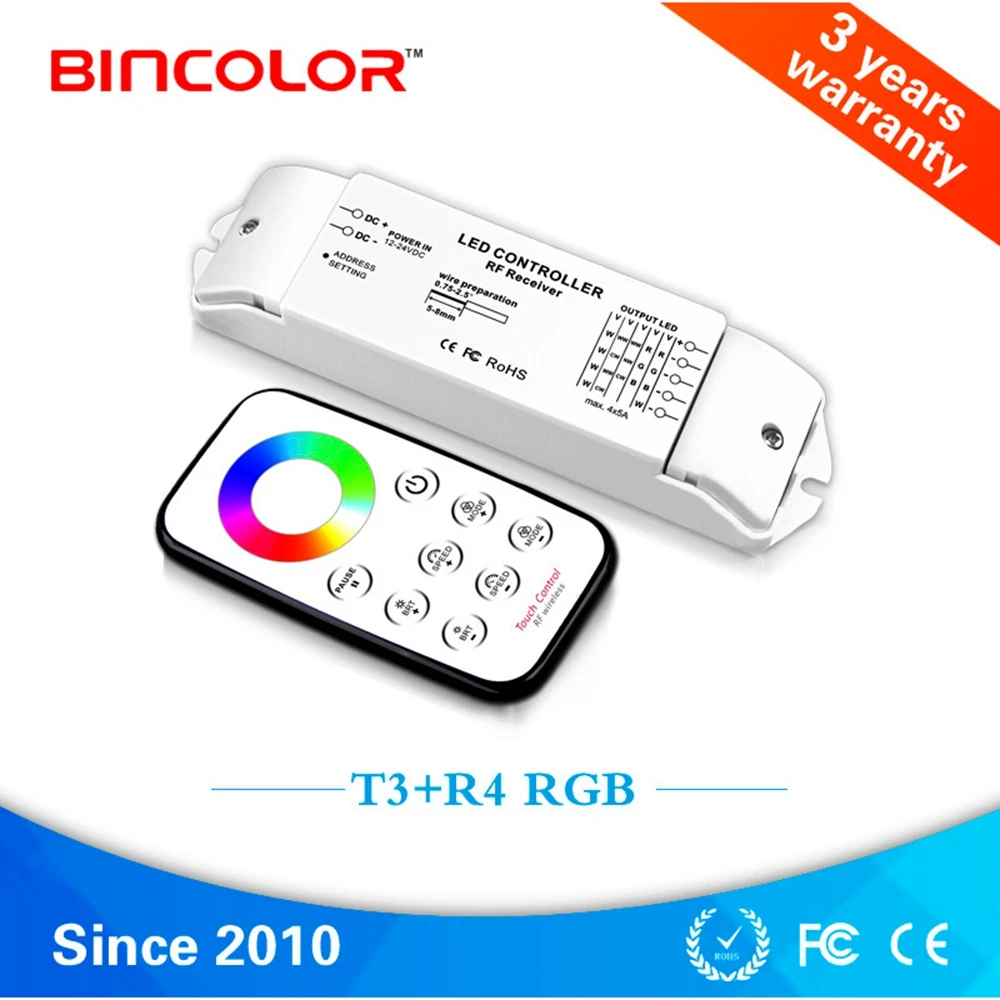 Bincolor T3 + R4 RGB сенсорный контроллер RF беспроводной сенсорный пульт дистанционного управления светодиодный 5050 контроллер полосы DC12V-24V 5A * 4CH