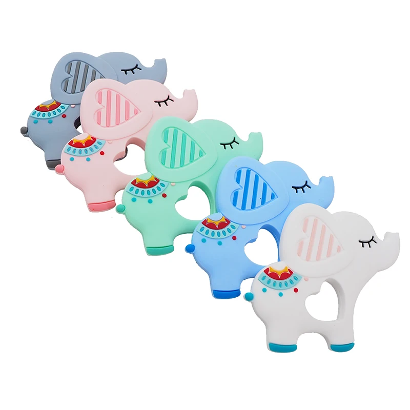 Chenkai 10 шт силиконовый Слон Прорезыватель детская игрушка для прорезывающихся зубов с героями мультфильмов Милая Соска с животным BPA бесплатно для младенцев жевательная игрушка для зубов - Цвет: Mixed