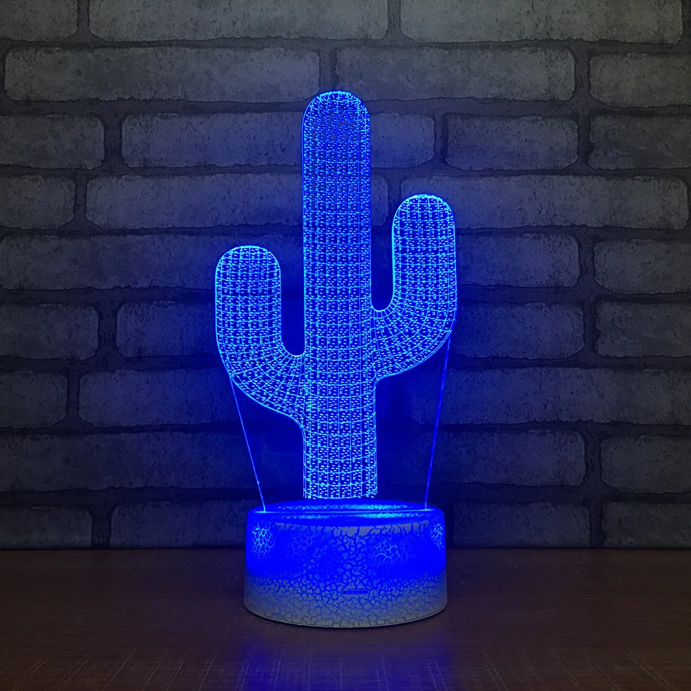 Кактус Настольная 3D лампа USB сенсорный датчик RGB Новинка освещение для детей детский подарок Гаджет кактус СВЕТОДИОДНЫЙ Ночник декор 7/16 цветов