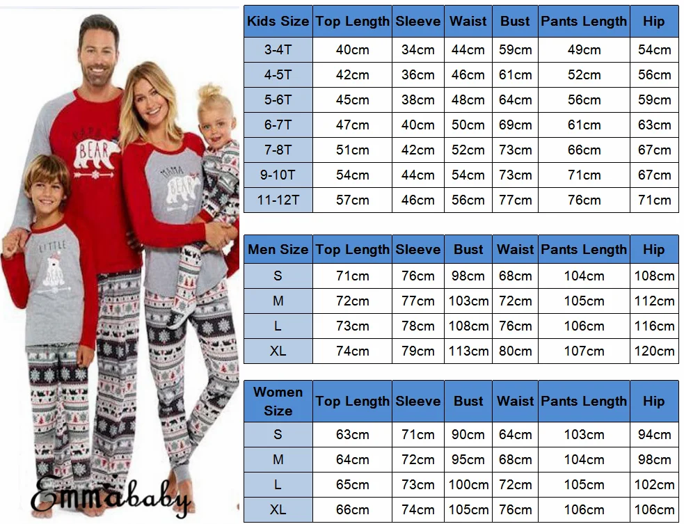 Семейный комплект рождественских пижам, топ с принтом медведя+ штаны, одежда для сна, ночное белье, домашняя одежда