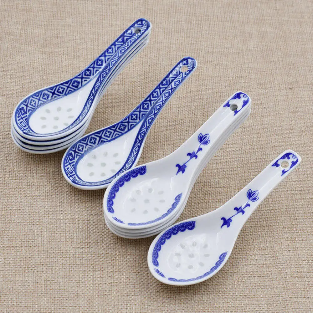 White Soup Spoons Simple Style Porcelain Ceramics Spoon Tableware 4 PCS AZI 