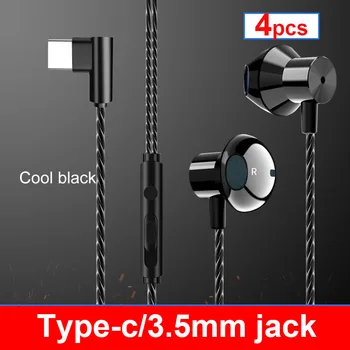 

4pcs/lot Earphone 3.5mm jack Type-C Noise Cancelling Headphone Wired Control With MIC For Xiaomi Max 2 Mi6 Huawei iphone 4s 5 6