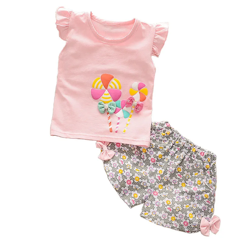 Summer Baby Girls Clothes Sets Flower Sleeveless Tops Shorts Pant 2Pcs Girl Suit Casual Outfit Sport Tracksuit Children Costumes