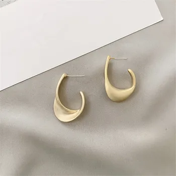 

2020 new fashion simple retro U-shaped water drop deformation metal earrings matt gold earrings jewelry, girls party gifts