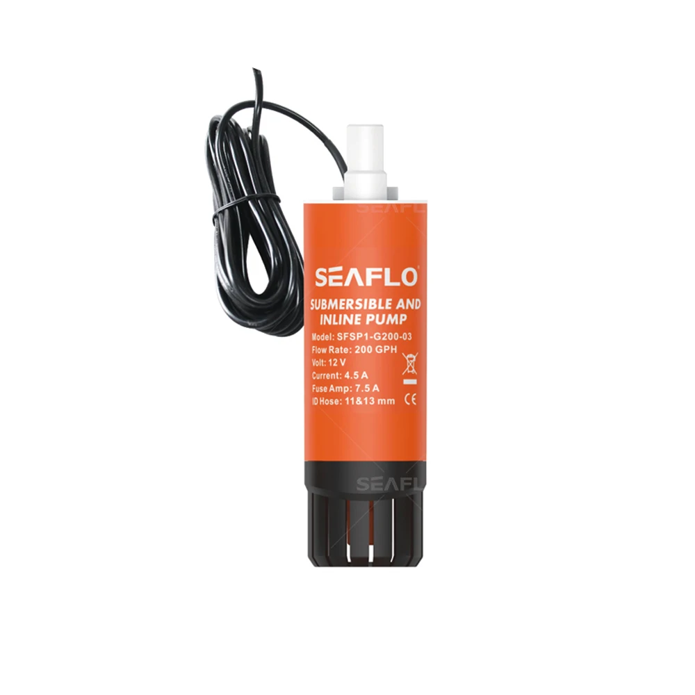 SEAFLO SFSP1-G200-03B 휴대용 선형 펌프, RV 요트용 워터 펌프, 12V DC 200GPH
