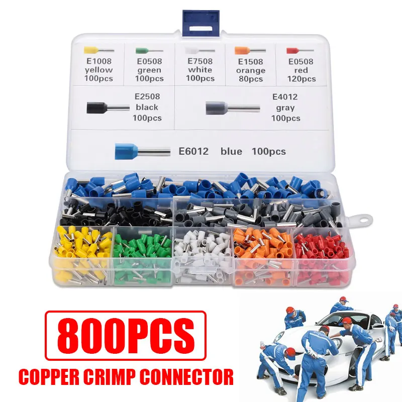 800 шт./компл. кабель Терминал провода соединения сплиттер соединитель изолированный обжимные плоскогубцы Медь
