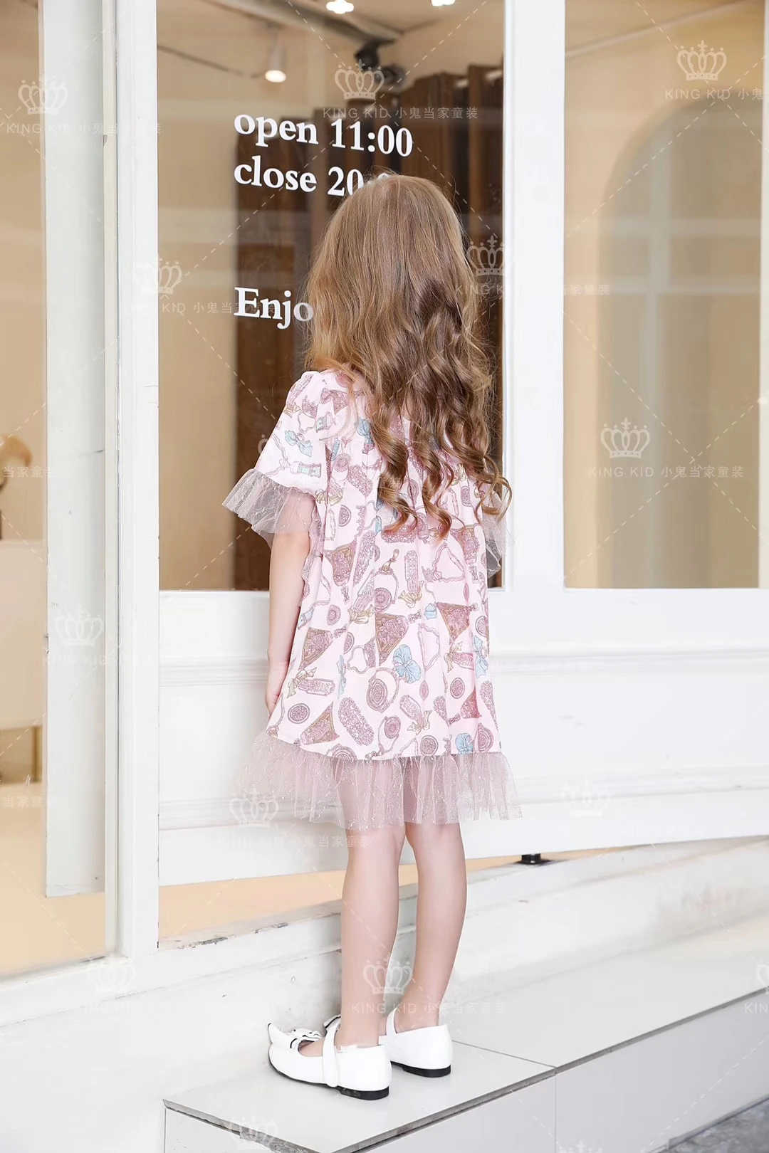 Платье принцессы для маленьких девочек с цветочным принтом и короткими рукавами г. Весенне-Летнее Детское платье для свадебной вечеринки для девочек,, детская одежда, N6506