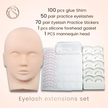 

Silicone Training Eyelash Extension Flat Head With Practice False Eyelashes Training Set Eyelash Extension Grafted Lashes Set