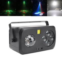 Luz de festa em casa 4in1 led efeito luz palco dmx controlador equipamentos dj bola mágica led padrão strobe laser projetor iluminação