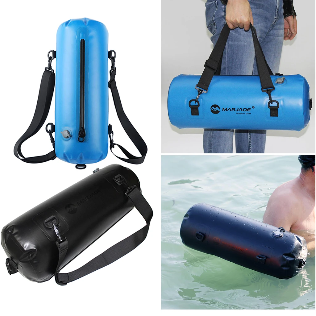 

12L Waterproof TPU Dry Bag Outdoor Swimming Kayaking Backpack (Black+Blue) Waterproof Dry Bags