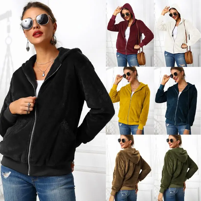 incredible  Women Coat Fleece Warm Thicken Jackets Hoodies Autumn Winter Female Casual Fashion Outwear Jacket L