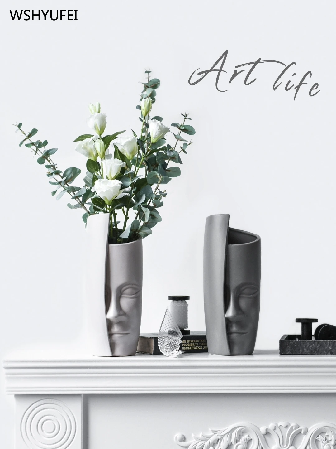 Креативный современный дизайн абстрактное человеческое лицо художественная керамическая ваза для украшения интерьера гостиной винный шкаф цветочный орнамент украшение
