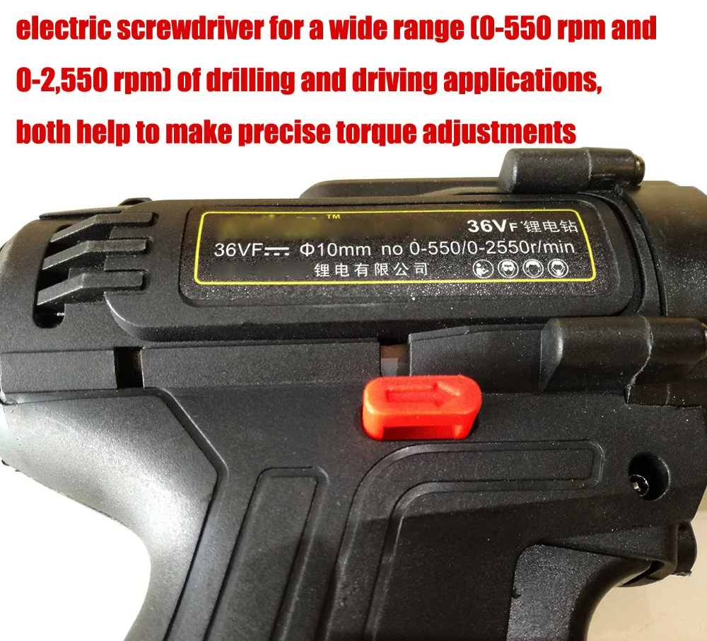 36V Max Бытовая DIY Деревообработка 2 литий-ионные батареи беспроводная дрель-шуруповерт электроинструменты электрическая дрель