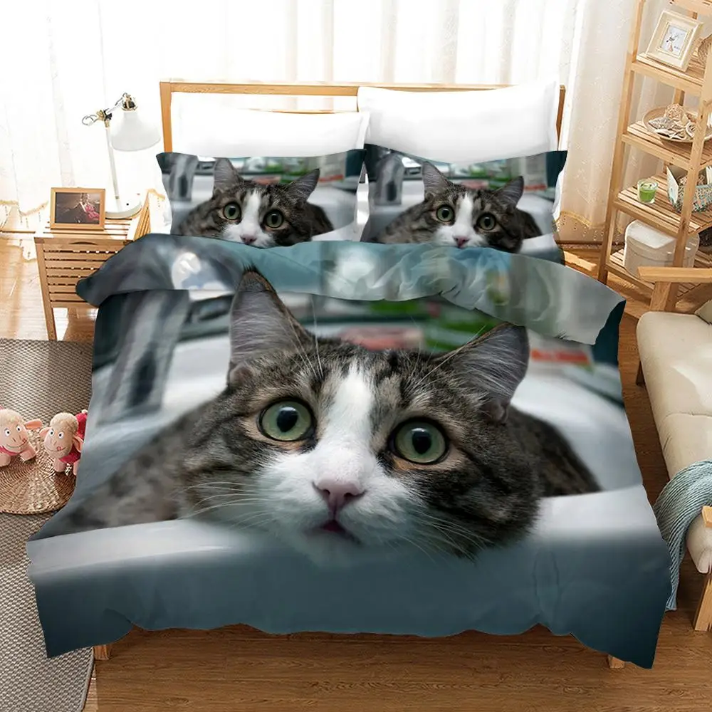 Bedding Set 3D Cat comforter bedding sets Home Bed Line Duvet Cover Set Single Twin Double Full Queen King Kid Room bed sheet