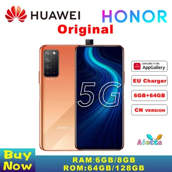 Перейти на Алиэкспресс и купить Оригинальный Смартфон HONOR X10 5G, экран 6,63 дюйма, выдвижная фронтальная камера kirin 820, суперзарядка, разблокировка отпечатком пальца, графическ...