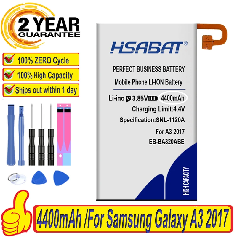 HSABAT 100% новый топ-бренд 4400 мАч аккумулятор для Samsung Galaxy A3 2017 A320F SC-04J SGH-N417 A320 A320FL A320Y