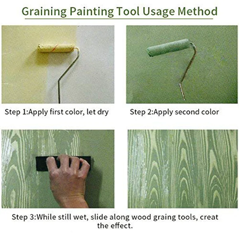 ABFU-Imitation Wood Pattern Tool Set Eg300T 7 Inch Rubber Roller+ Ms16 Imitation Realistic Wood Grain Tool Wood Grain Coating E