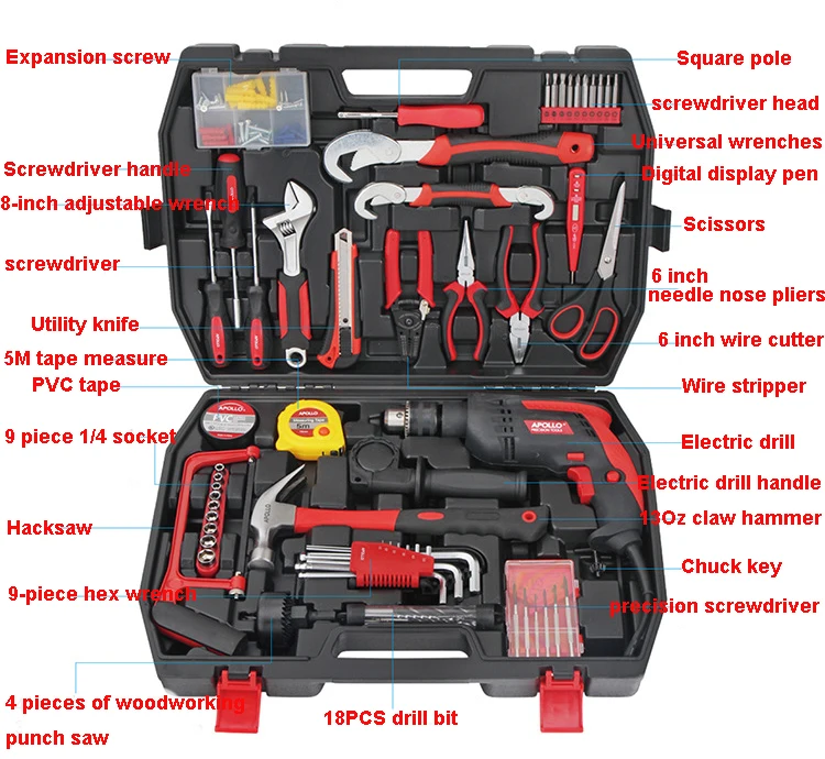 135PCST набор ручных инструментов набор инструментов для дома общие Наборы инструментов для дома Набор отверток гаечный ключ макетный нож плоскогубцы электрическая пила, дрель