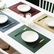 Nordic Leather Placemats Waterproof Oilproof Western Table Pads Tableware Solid Color Non Slip Table Bowl Mat