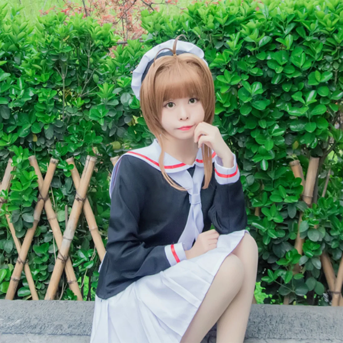 

Animation Derivatives for Cardcaptor Sakura Cosplay Costume Sakura Kinomoto School Uniforms Sailor Suit Full Set - XL