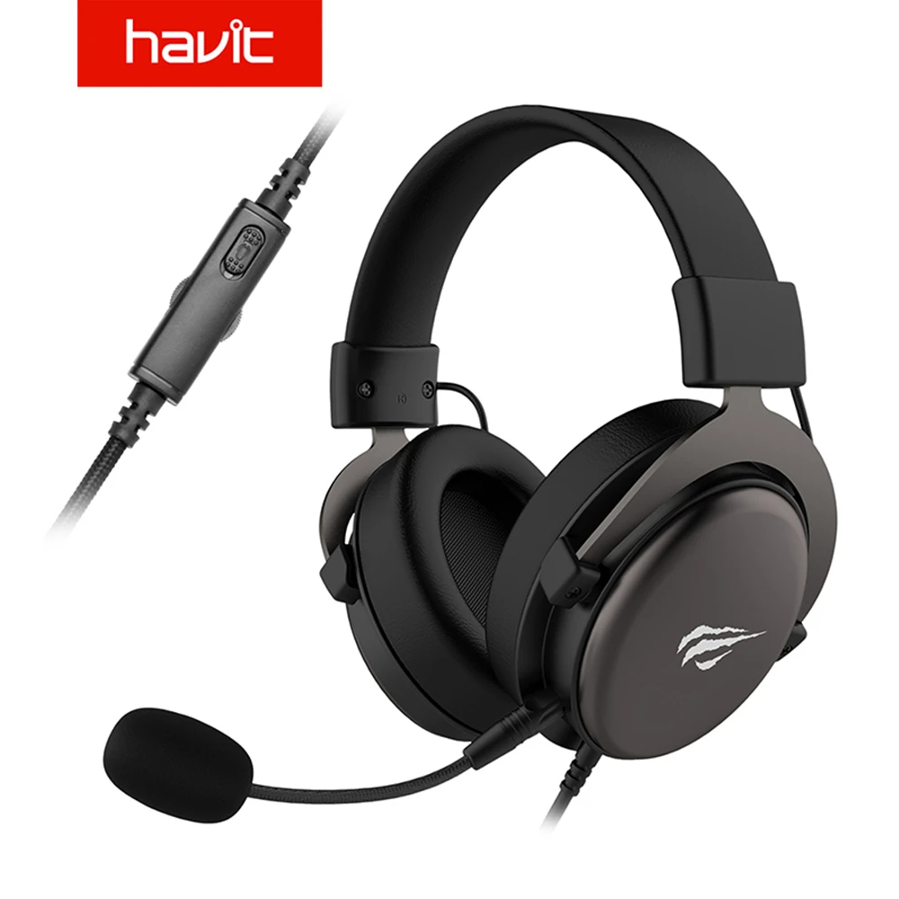 HAVIT 3.5mm משחקי אוזניות חוט אוזניות סטריאו 50mm רמקול סראונד עם נתקעים  מיקרופון אוזניות למחשב טלפון PS4 XBOX|אוזניות/דיבורית| - AliExpress