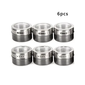 

6pcs Stainless Steel Seasoning Jar Custom Multi-function Seasoning Jar Sprinkler Bottle Wholesale Kitchen Seasoning Box