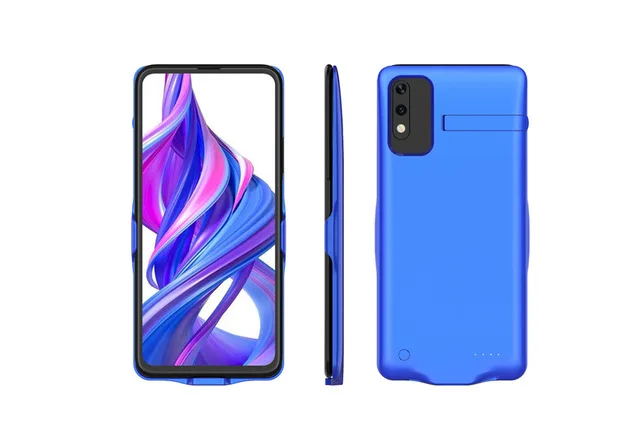 KQJYS 6800 мАч чехол с аккумулятором s для huawei Honor 9X чехол с держателем для huawei Honor 9X Pro запасной внешний аккумулятор чехол для зарядки - Цвет: Blue for Honor 9X