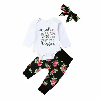 

0-18M Newborn Infant Baby Girl Clothes Long Sleeve Tops Romper+Floral Leggings Pants Outfit