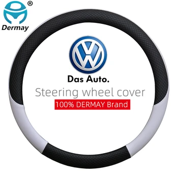 

100% DERMAY Brand Leather Car Steering wheel Cover for VW Golf 2 3 4 5 6 7 MK2 MK3 MK4 MK5 MK6 MK7 Gti Auto interior Accessories