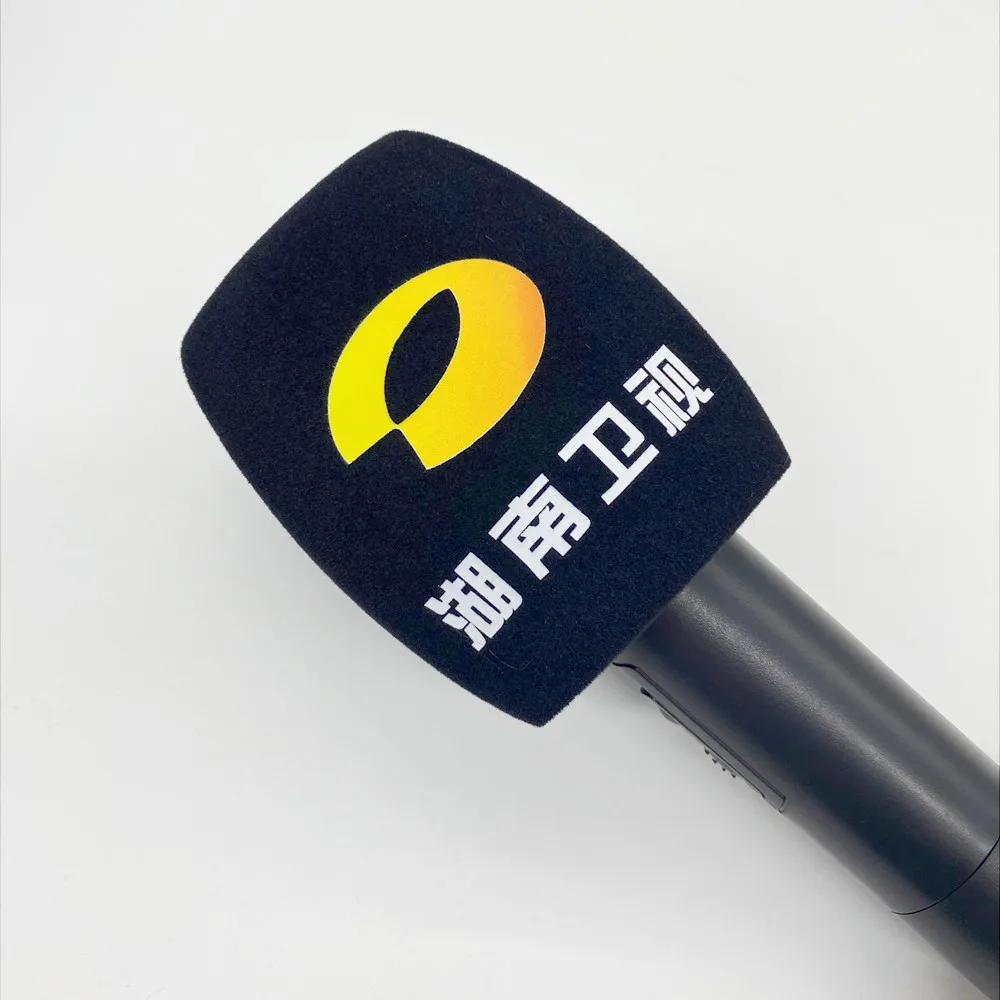 Personalizada do Logotipo dos Pára-brisas do Microfone das Tampas de Impressão da Esponja do Microfone de Squre Reunindo para a Entrevista dos Repórteres das Estações de tv Espuma Esponja Microfone de Squre da do - Image 2