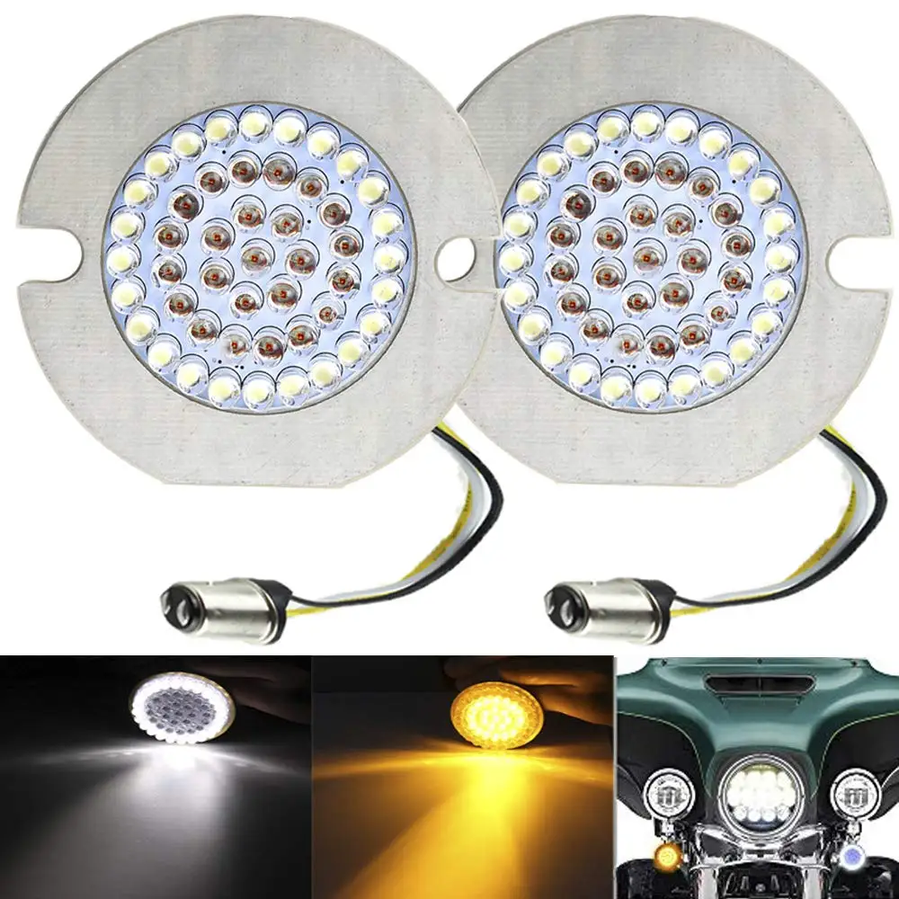 

3 1/4" LED Turn Signals Kit Flat Style Front 1157 LED Turn Signal Light For Harley Davidson Electra Glide Road King Heritage