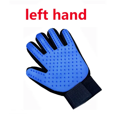 left Blue Перчатка для домашних животных, перчатка для ухода за кошками, щетка для удаления кошачьей шерсти, перчатки для собак, гребень для кошек, щетка для чистки и удаления волос - Цвет: left Blue