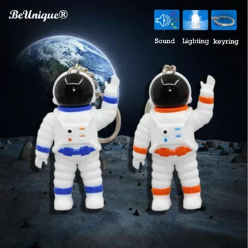 

New Mini Space astronaut figure LED keychain multi-function spaceman Keyring Flashlight Emit sound children intelligence toys